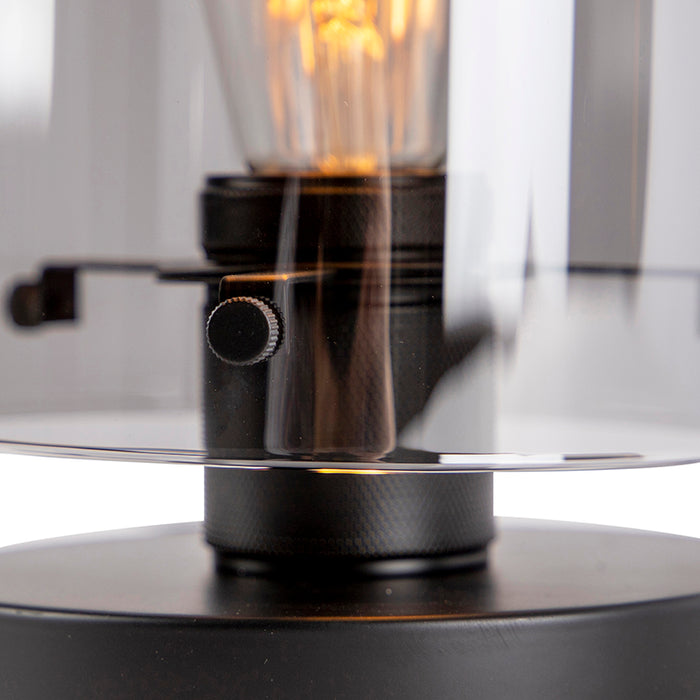 QAZQA Design tafellamp zwart met smoke glas - Dome