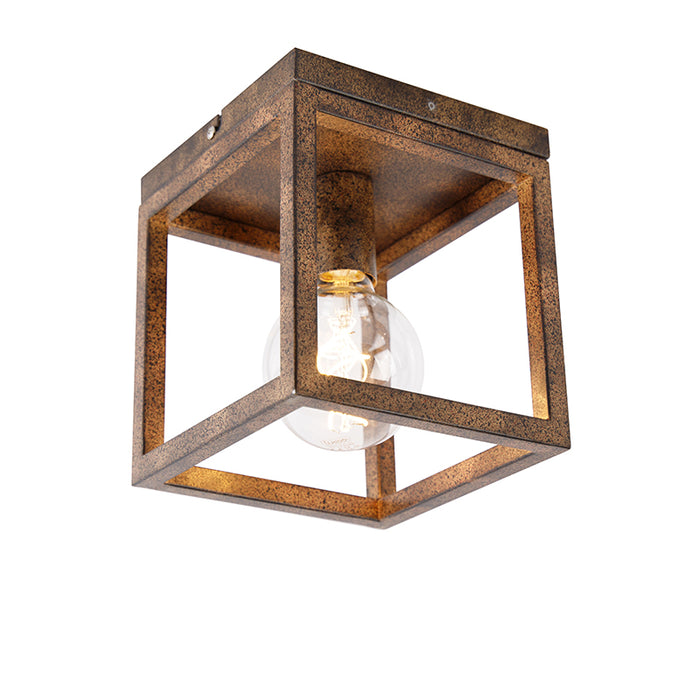 QAZQA Industriële plafondlamp roestbruin - Cage