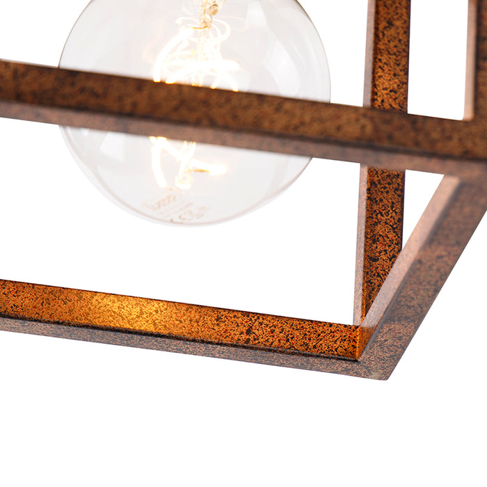 QAZQA Industriële plafondlamp roestbruin - Cage