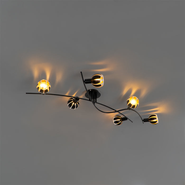 QAZQA Plafondlamp melone - Zwart - Modern - L 1010mm