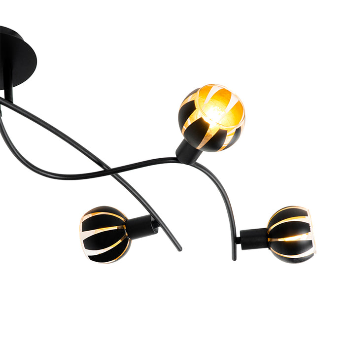 QAZQA Plafondlamp melone - Zwart - Modern - L 1010mm