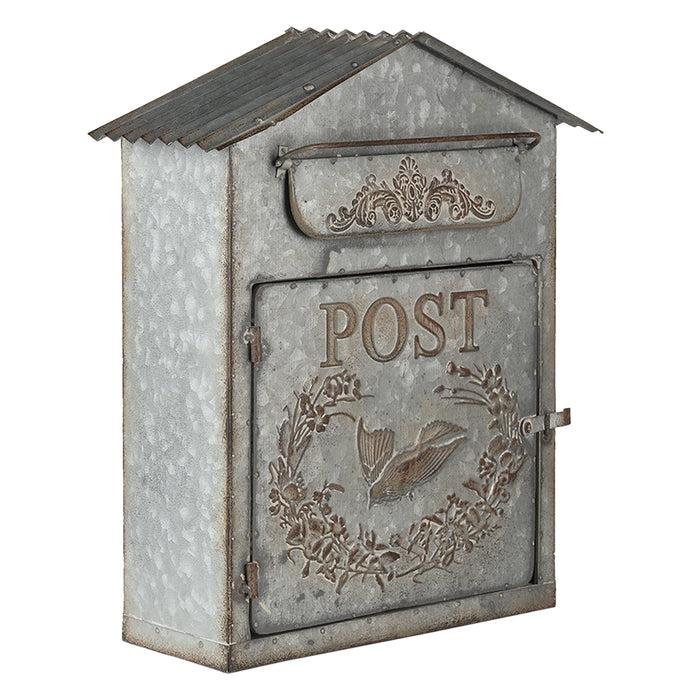 Clayre & Eef Brievenbus 31x12x36 cm Grijs Metaal Post Wandbrievenbus
