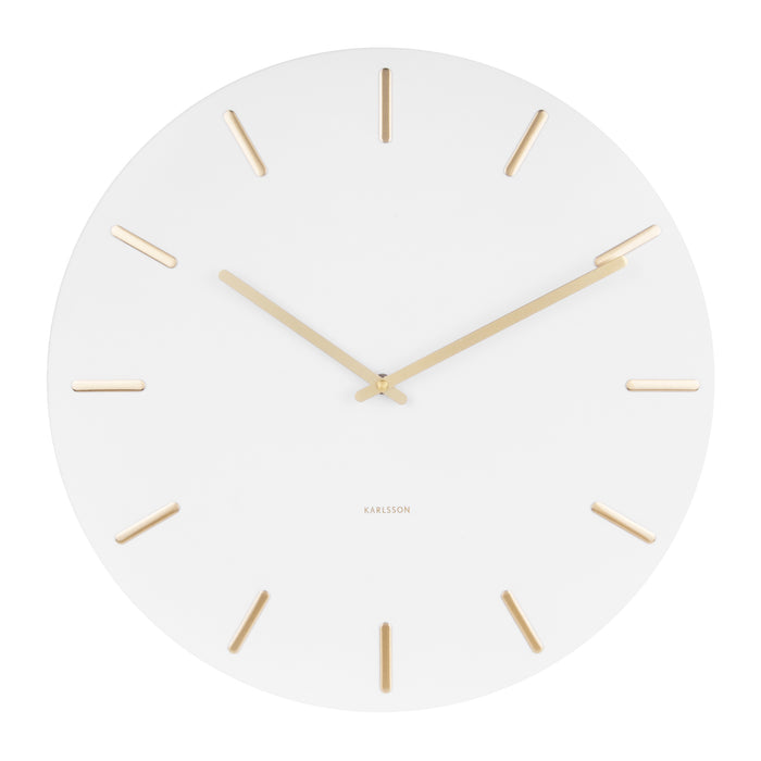 Karlsson Charm Wandklok Ø 45 cm - Wit - Gouden wijzers