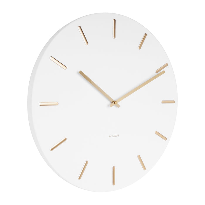 Karlsson Charm Wandklok Ø 45 cm - Wit - Gouden wijzers