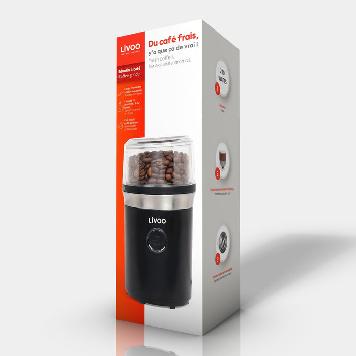 Livoo Koffiemolen 210 W roestvrij staal zwart