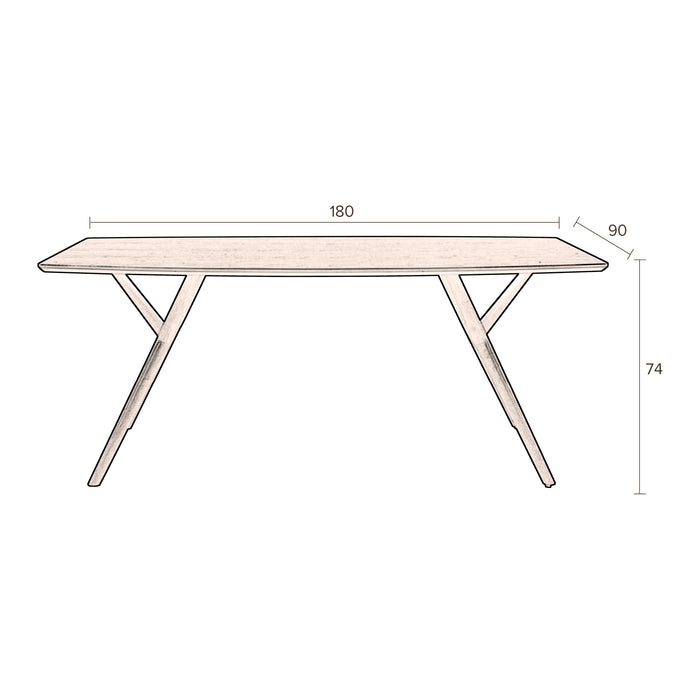 Dutchbone Malaya Eettafel - 180 x 90 cm - Bruin