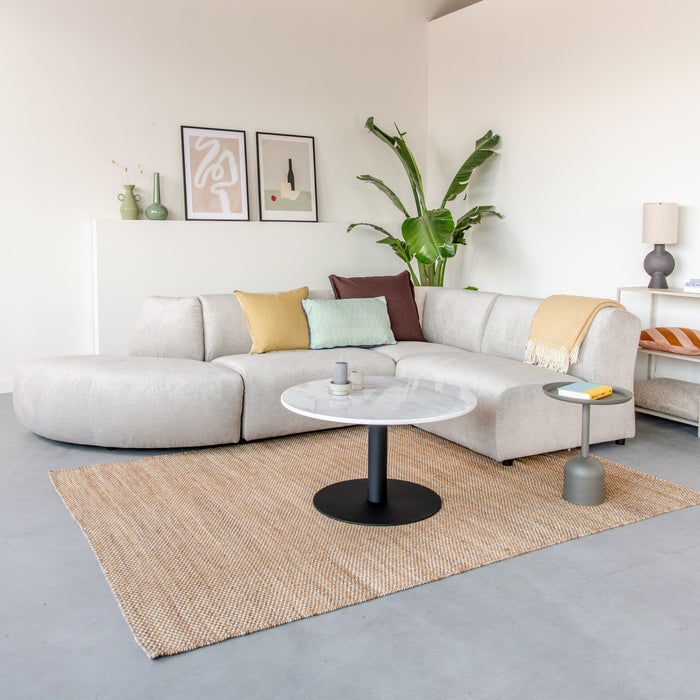 by fonQ Marble Salontafel Marmer - Ø 80 - Wit/Zwart