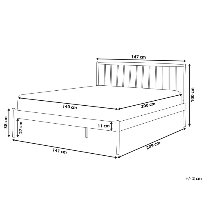 Beliani - MAURS - Tweepersoonsbed - Wit|Bruin - 140 x 200 cm - Metaal