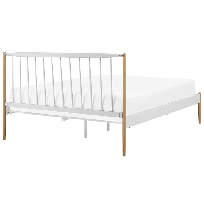 Beliani - MAURS - Tweepersoonsbed - Wit|Bruin - 140 x 200 cm - Metaal