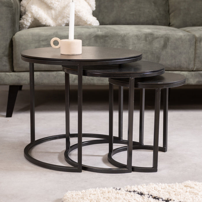 Dimehouse Industriële salontafel set van 3 Alice zwart