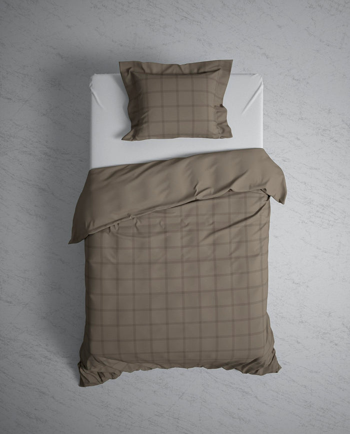 Heckett Lane Dekbedovertrek Katoen Satijn Diamant - taupe grey