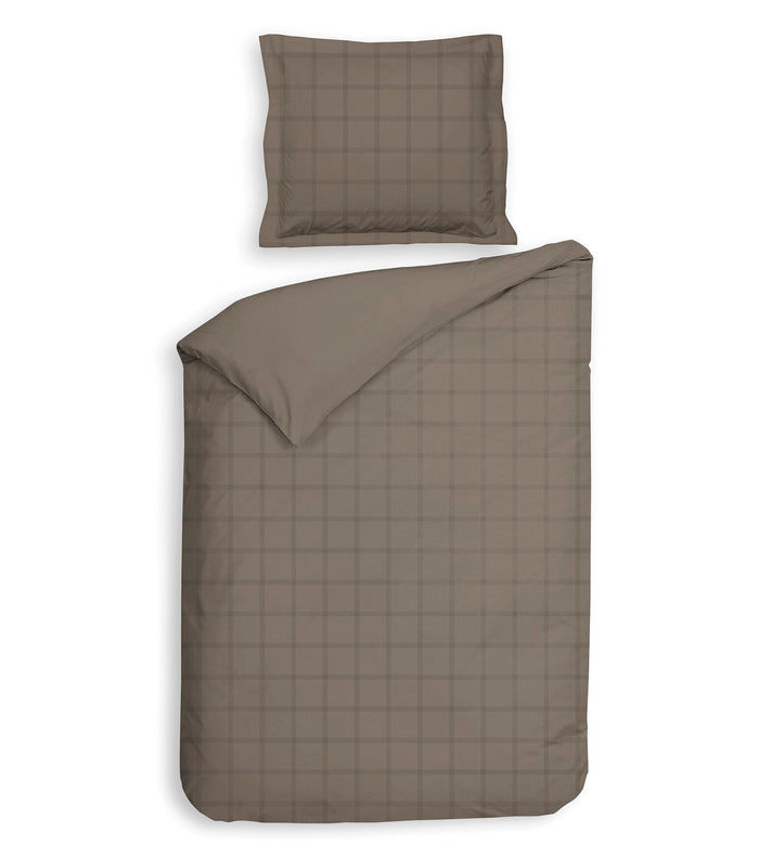 Heckett Lane Dekbedovertrek Katoen Satijn Diamant - taupe grey