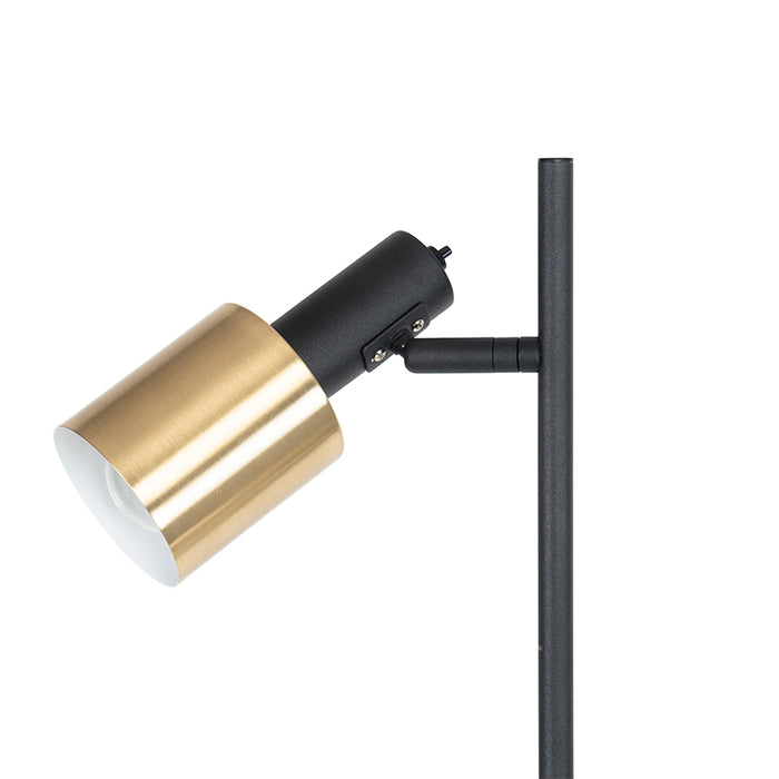 QAZQA Design vloerlamp zwart met goud 2-lichts - Stijn