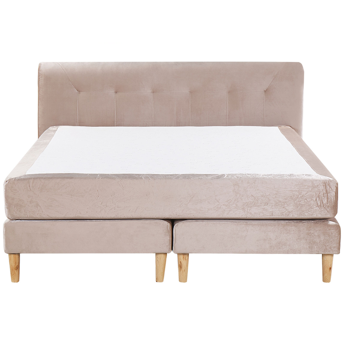 Beliani-MARQUISE -Tweepersoons boxspring-Beige-160 x 200 cm-Fluweel