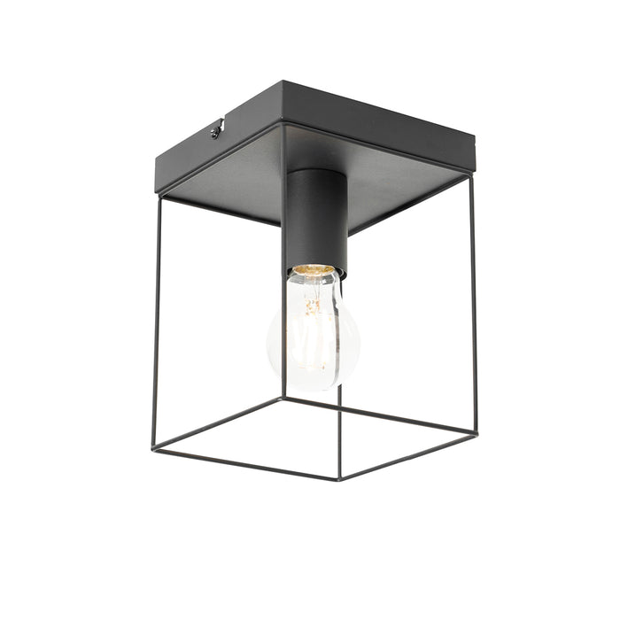 QAZQA Minimalistische plafondlamp zwart - Kodi