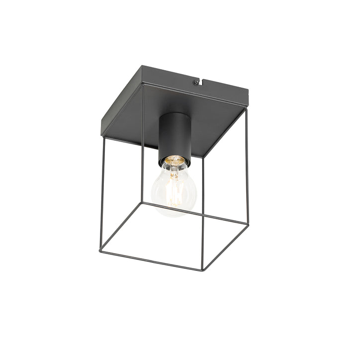 QAZQA Minimalistische plafondlamp zwart - Kodi