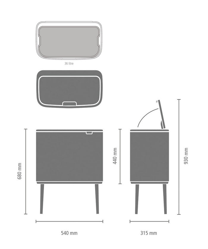 Brabantia Bo Touch Bin Afvalemmer 36 Liter