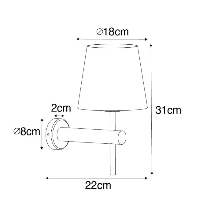 QAZQA Moderne wandlamp messing met zwart - Pluk