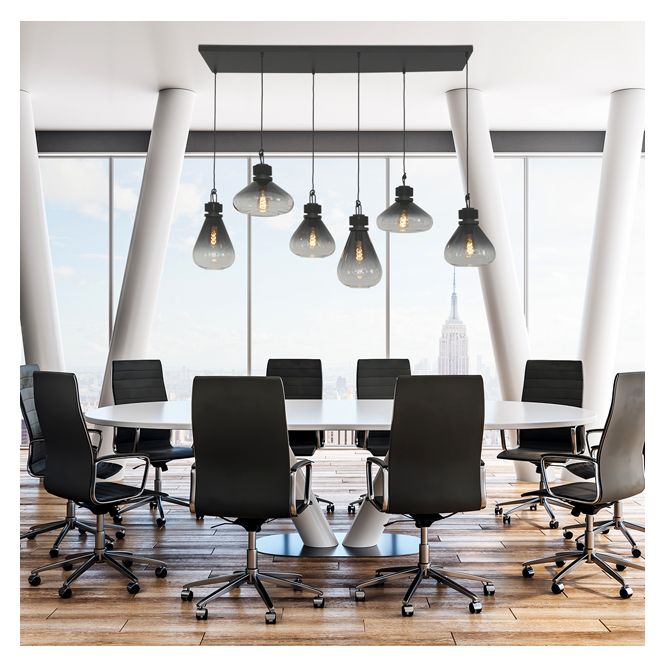 Steinhauer - Flere - hanglamp 6 lichts - smoke glas