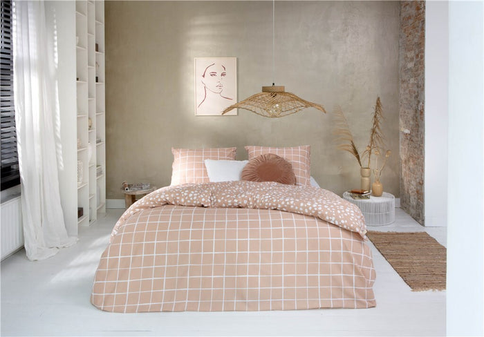 Walra - Dekbedovertrek Remade Dots & Squares - 240x220 - Terra