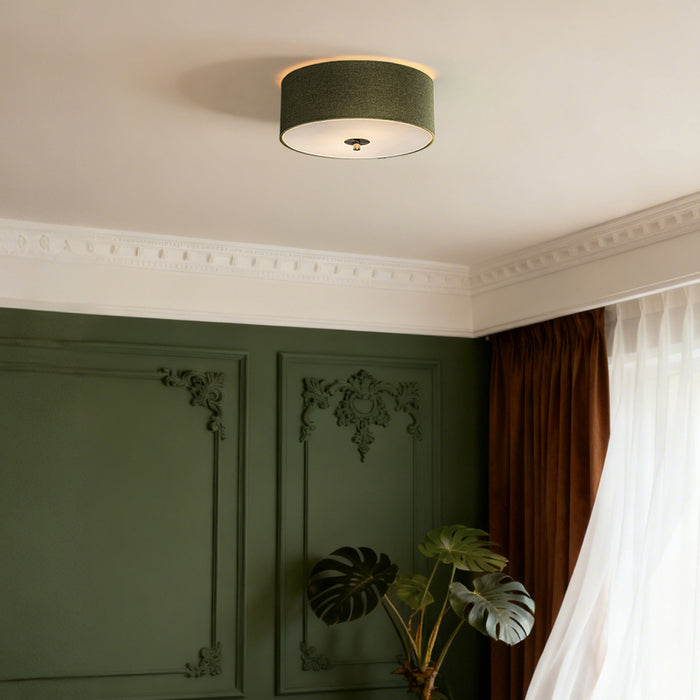 QAZQA Landelijke plafondlamp groen 30 cm - Drum Jute