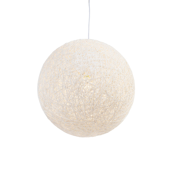QAZQA Landelijke hanglamp wit bol 45cm - Corda