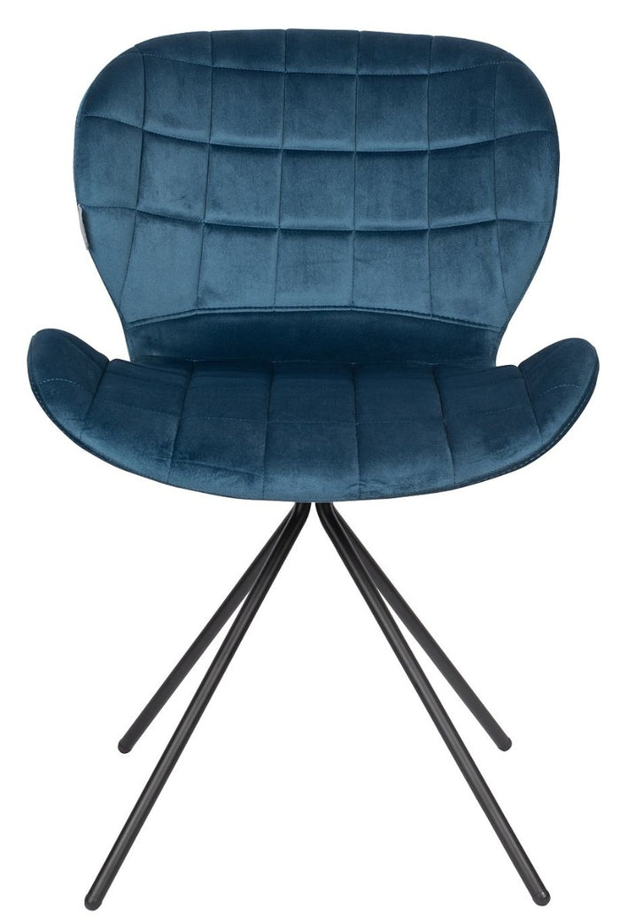 Zuiver OMG Velvet Stoel - Limited Edition - Set Van 4 - Blauw
