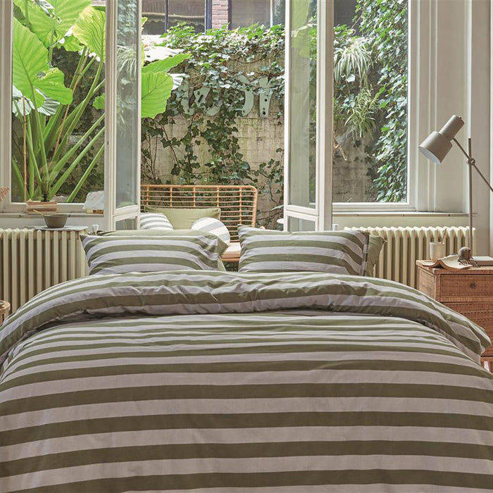 vtwonen Bold Stripe Dekbedovertrek 140 x 200/220 cm - Groen