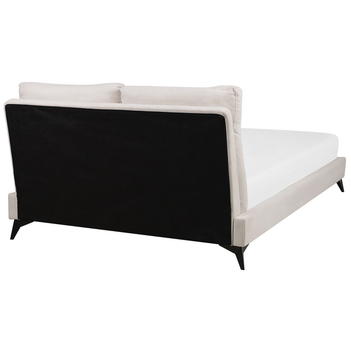 Beliani-MELLE -Tweepersoonsbed-Lichtbeige-180 x 200 cm-Chenille