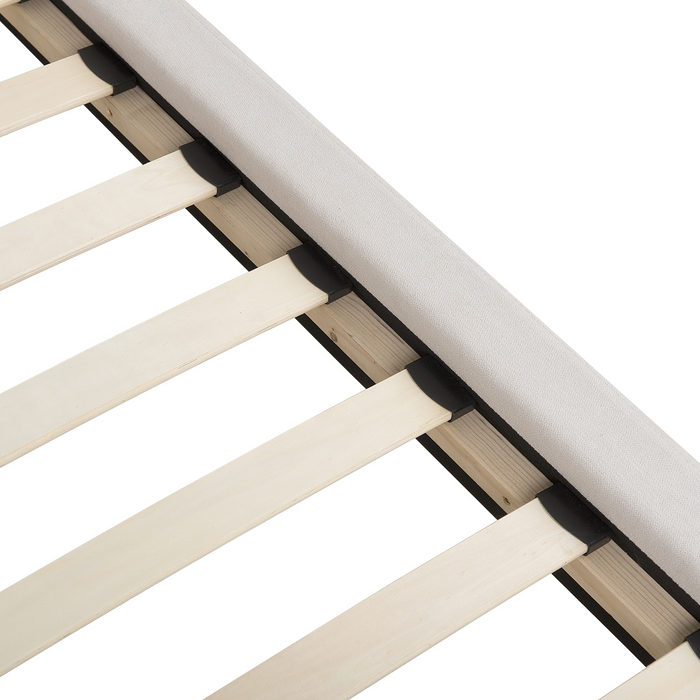 Beliani-MELLE -Tweepersoonsbed-Lichtbeige-180 x 200 cm-Chenille