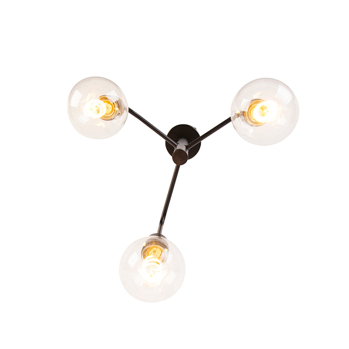 QAZQA Plafondlamp facile - Zwart - Modern - D 300mm