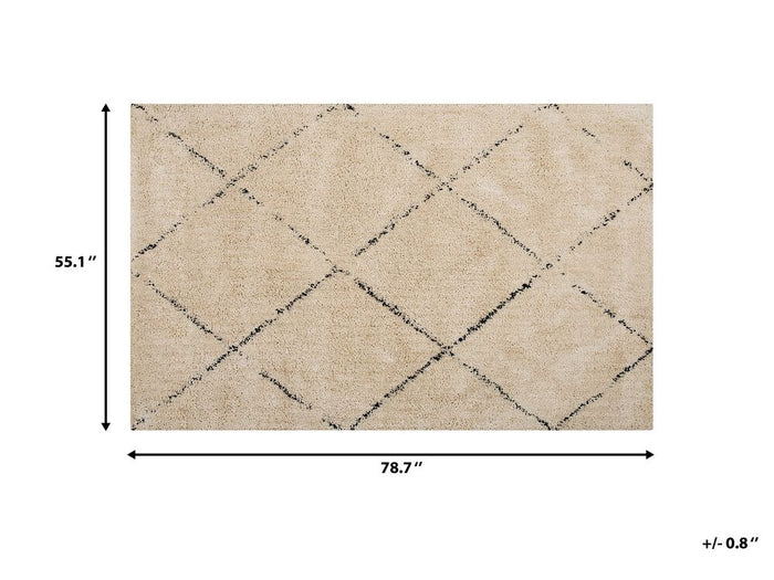 Beliani-MUTKI -Shaggy vloerkleed-Beige-140 x 200 cm-Polyester