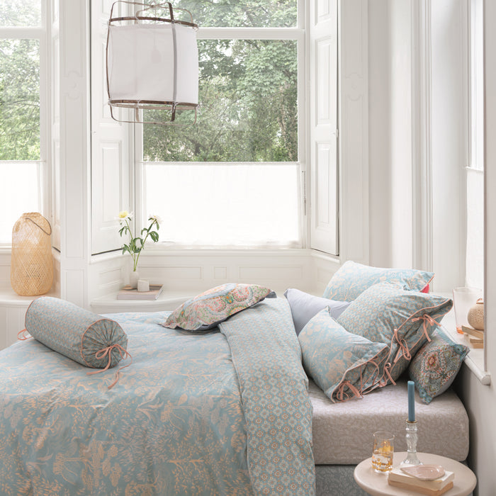 Pip Studio Leafy Hoeslaken 90 x 200/220 cm - Blauw/Grijs