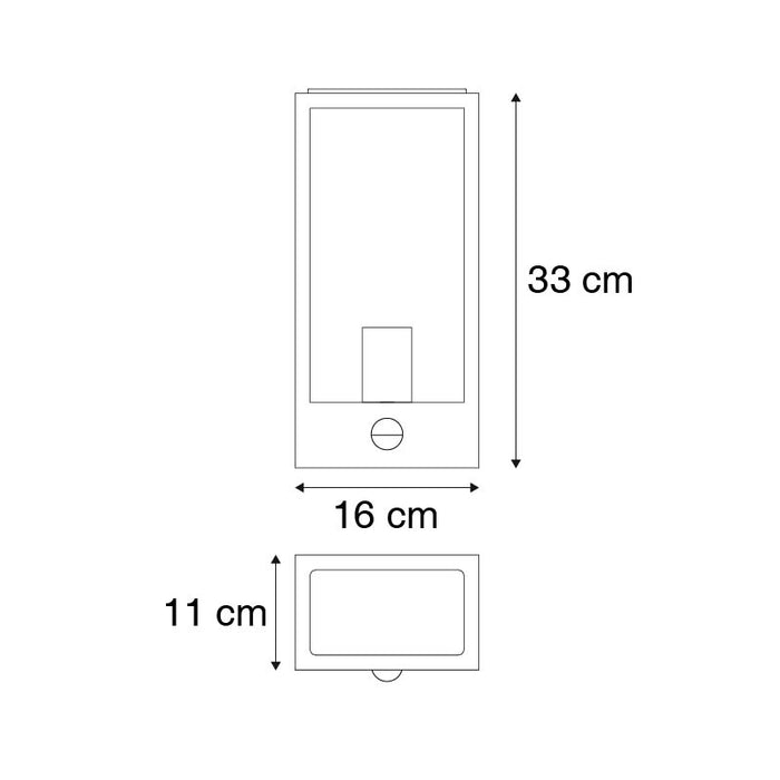 QAZQA Buiten wandlamp zwart met bewegingsmelder IP44 - Rotterdam