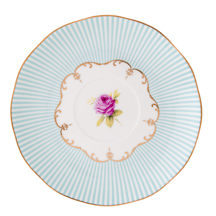 Clayre & Eef Kop en schotel 120 ml Groen Porselein Rond Bloemen