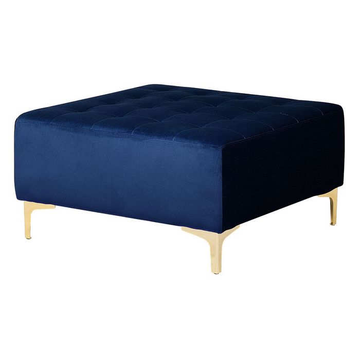 Beliani-ABERDEEN-Bank U-vormig met hocker voor 5-Marineblauw- Fluweel