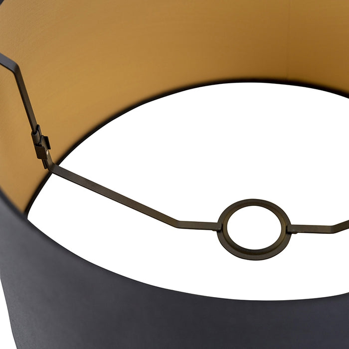 QAZQA Katoenen lampenkap zwart 40|35|22 met gouden binnenkant