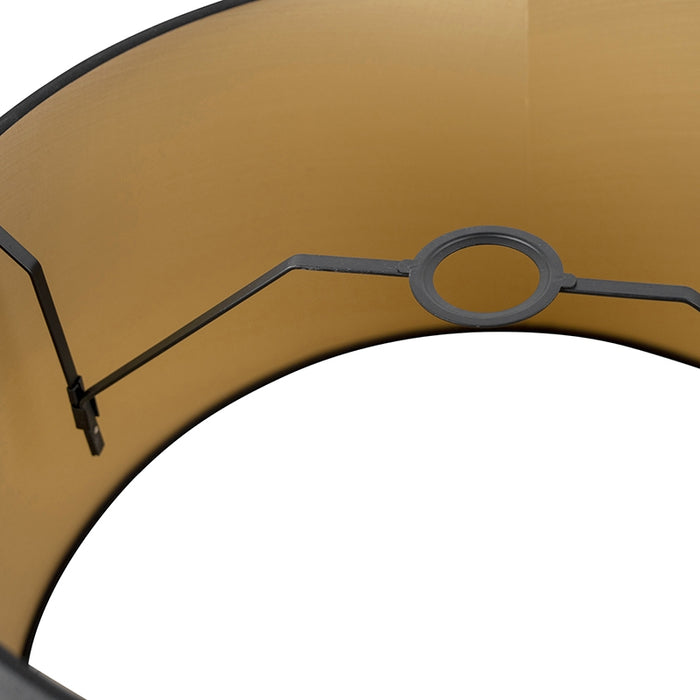 QAZQA Katoenen lampenkap zwart 45|50|28 met gouden binnenkant