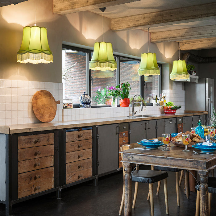 QAZQA Zijden lampenkap groen 45|30|44 - Granny