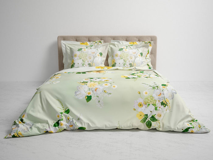 Heckett Lane Dekbedovertrek Katoen Satijn Daly - Quiet green