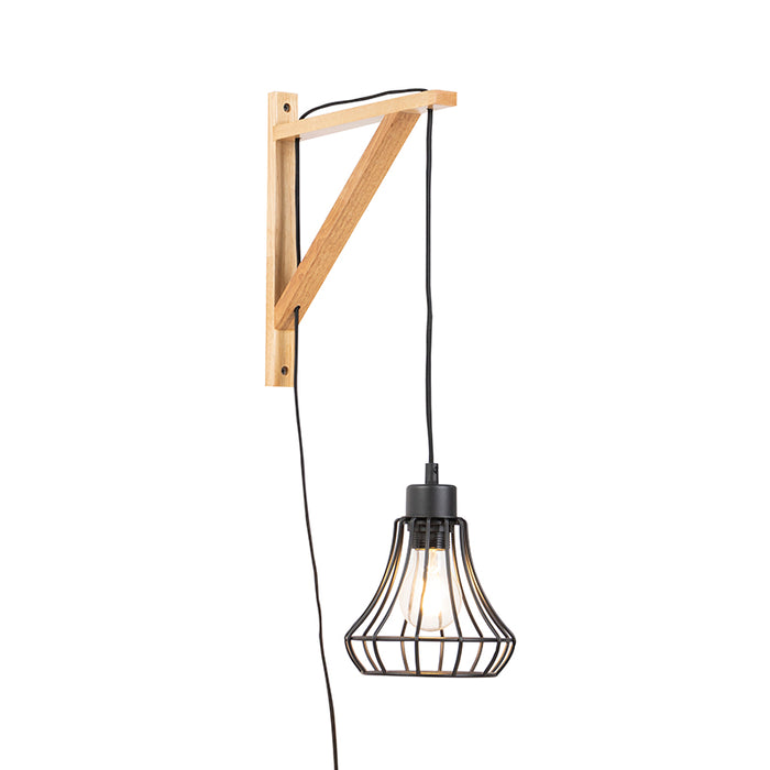 QAZQA Wandlamp galgje - Bruin - Landelijk - L 330mm