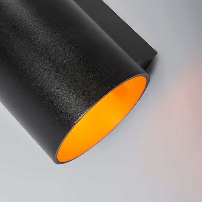 QAZQA Wandlamp zwart met goud rond - Sola