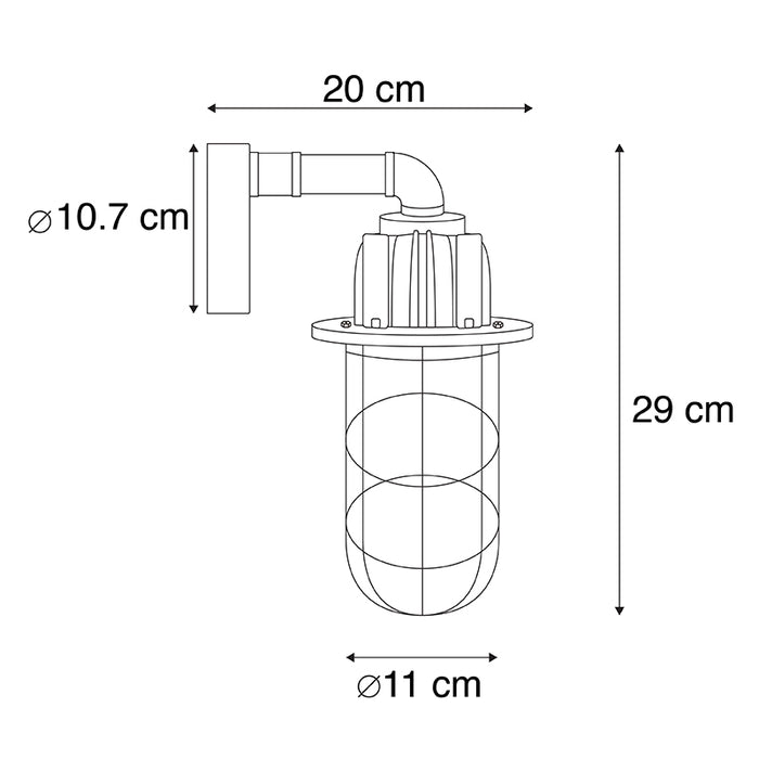QAZQA Wandlamp mighty - Grijs - Industrieel - L 140mm
