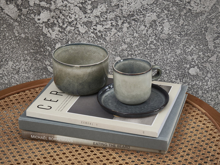 S&P - MERIDIAN kop en schotel groenblauw 240 ml (set|4)