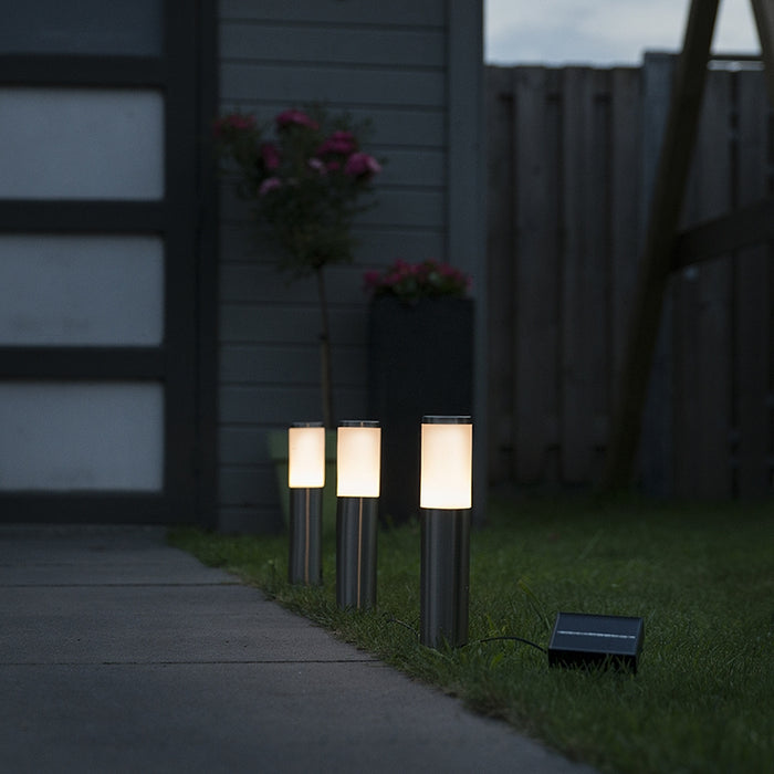 QAZQA Set van 3 prikspots staal incl. LED IP44 solar- Rox
