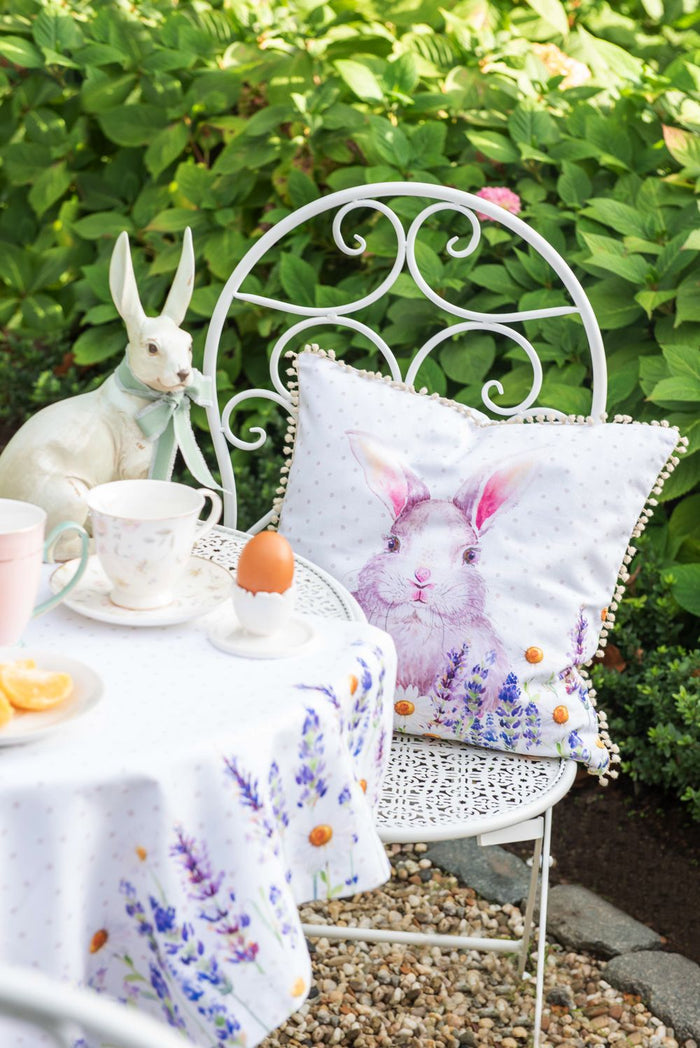 Clayre & Eef Broodmand 35x35x8 cm Wit Roze Katoen Vierkant Lavendel