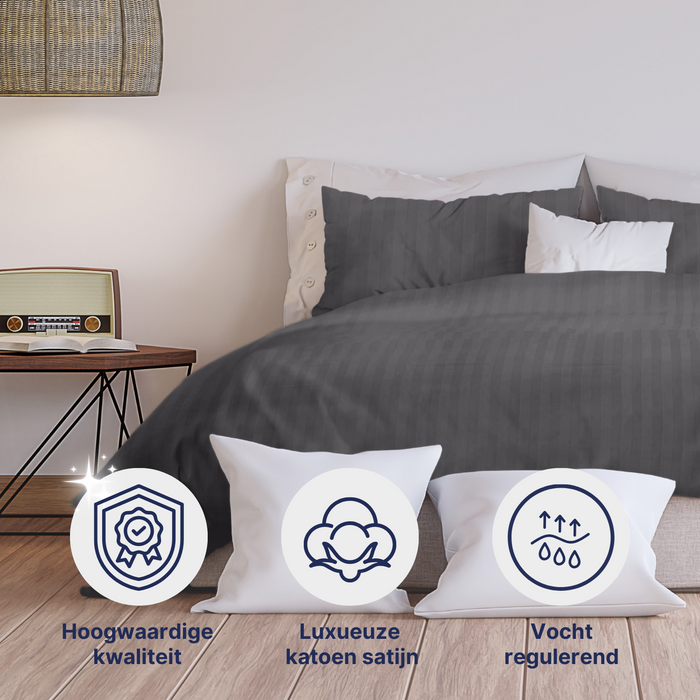 Ten Cate Katoensatijnen Dekbedovertrek - 200x200|220 - Antraciet