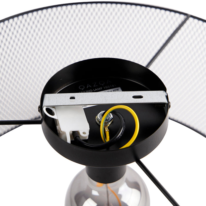 QAZQA Industriële plafondlamp zwart - Drum Mesh