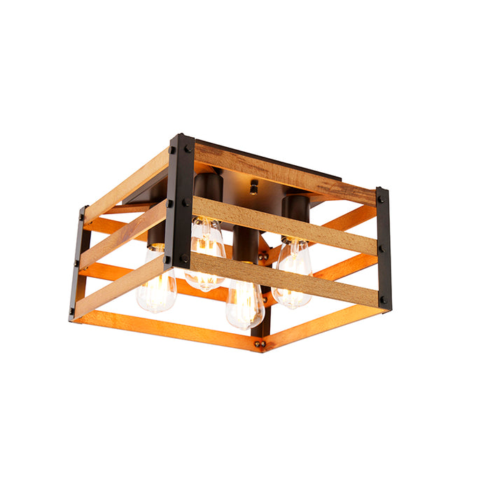 QAZQA Plafondlamp paleta - Bruin - Industrieel - L 35cm