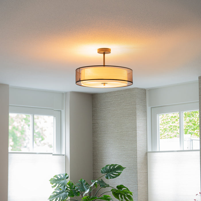 QAZQA Moderne plafondlamp zwart met wit 50 cm 3-lichts - Drum Duo